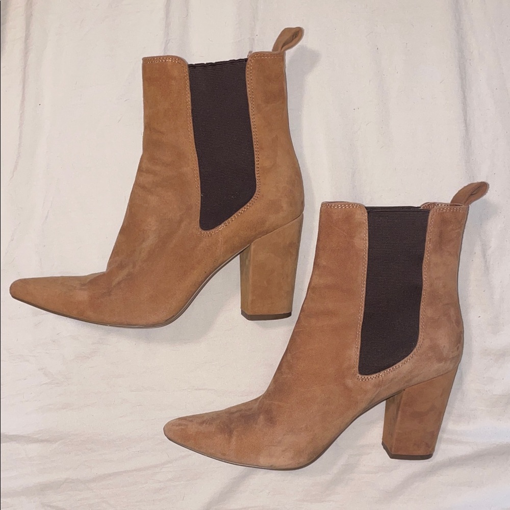 Steve Madden Subtle Chestnut Suede Heeled Ankle Boot